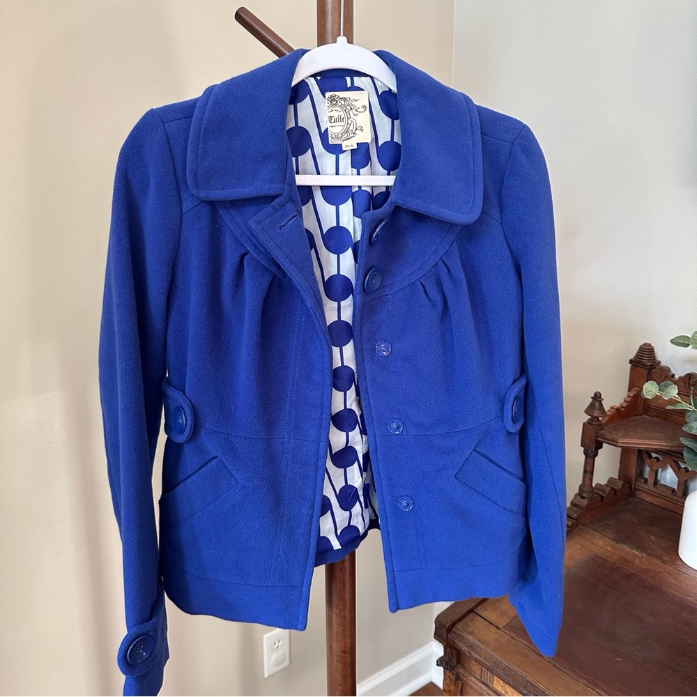 Tulle Royal Blue Jacket Coat XS